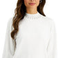 Karen Scott Women's Studded Mock-Neck Sweater Natural Size Extra Small