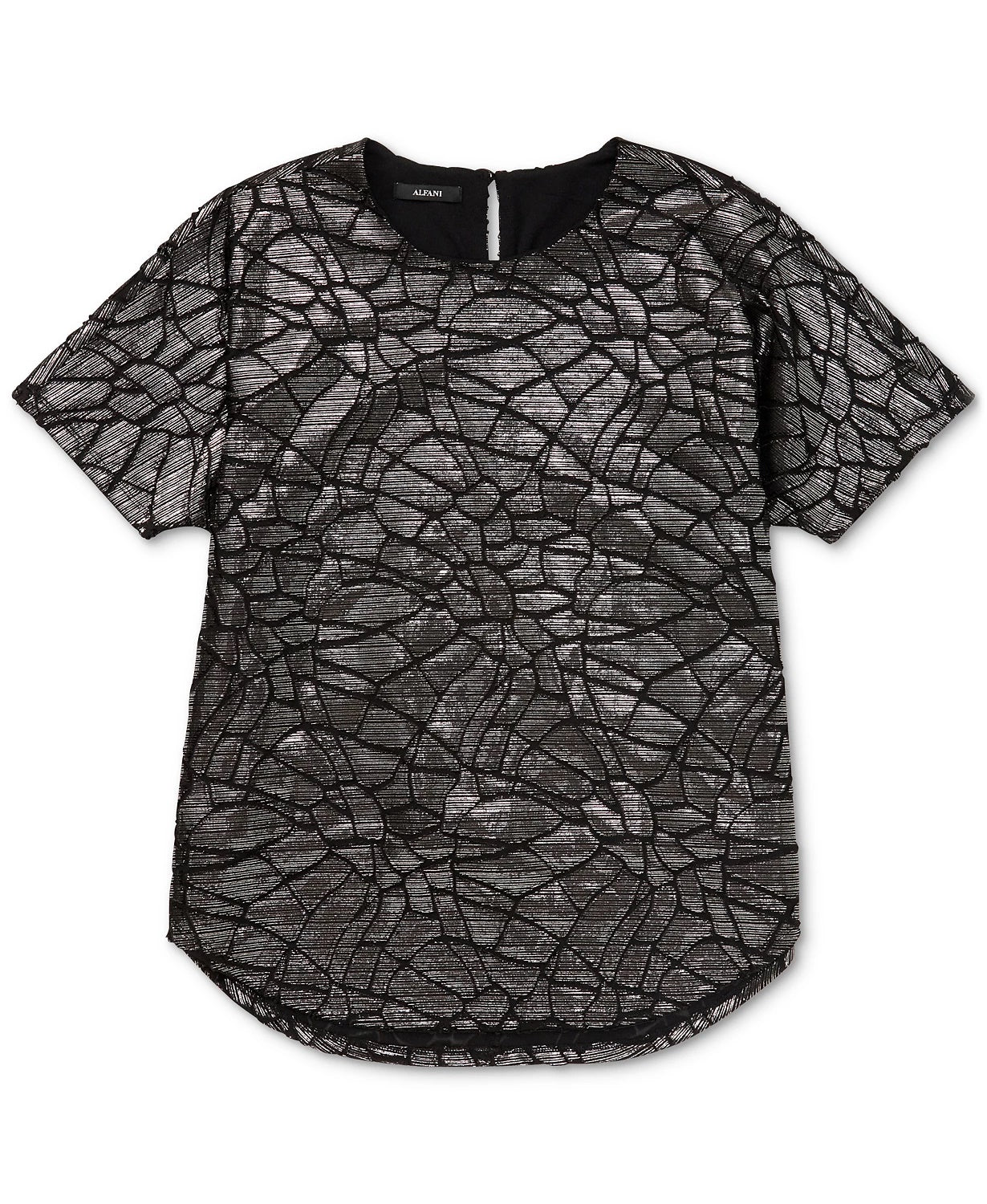 Alfani Women's Animal-Print Burnout Top Dark Gray Size Small