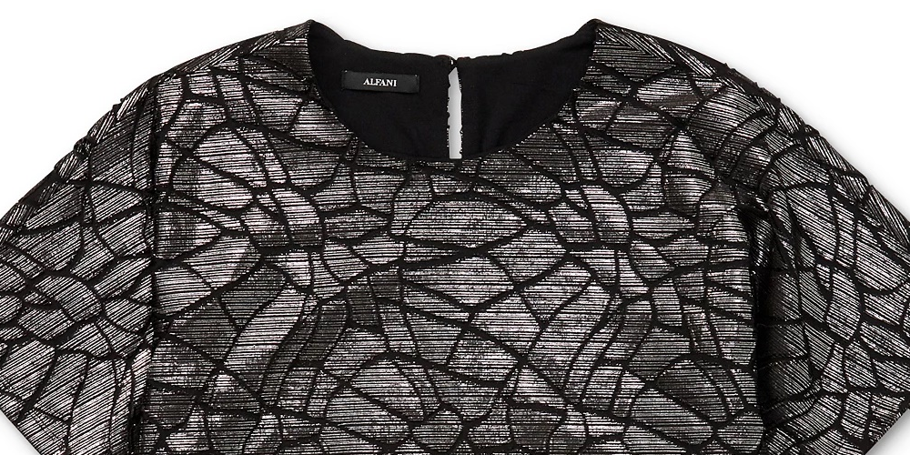 Alfani Women's Animal-Print Burnout Top Dark Gray Size Small