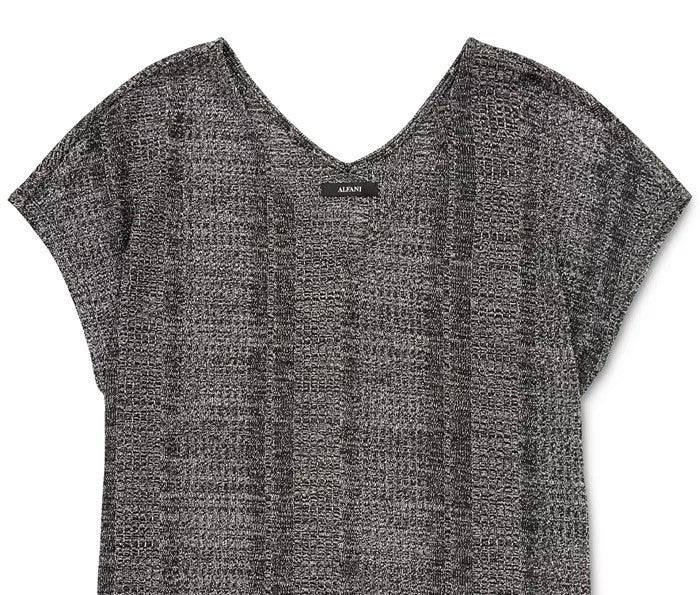 Alfani Women's Metallic Short-Sleeve Top Dark Gray Size Small