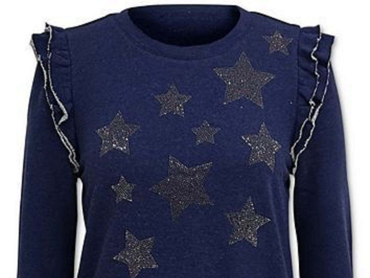 INC International Concepts Women's Ruffled Star Sweatshirt Blue Size Medium