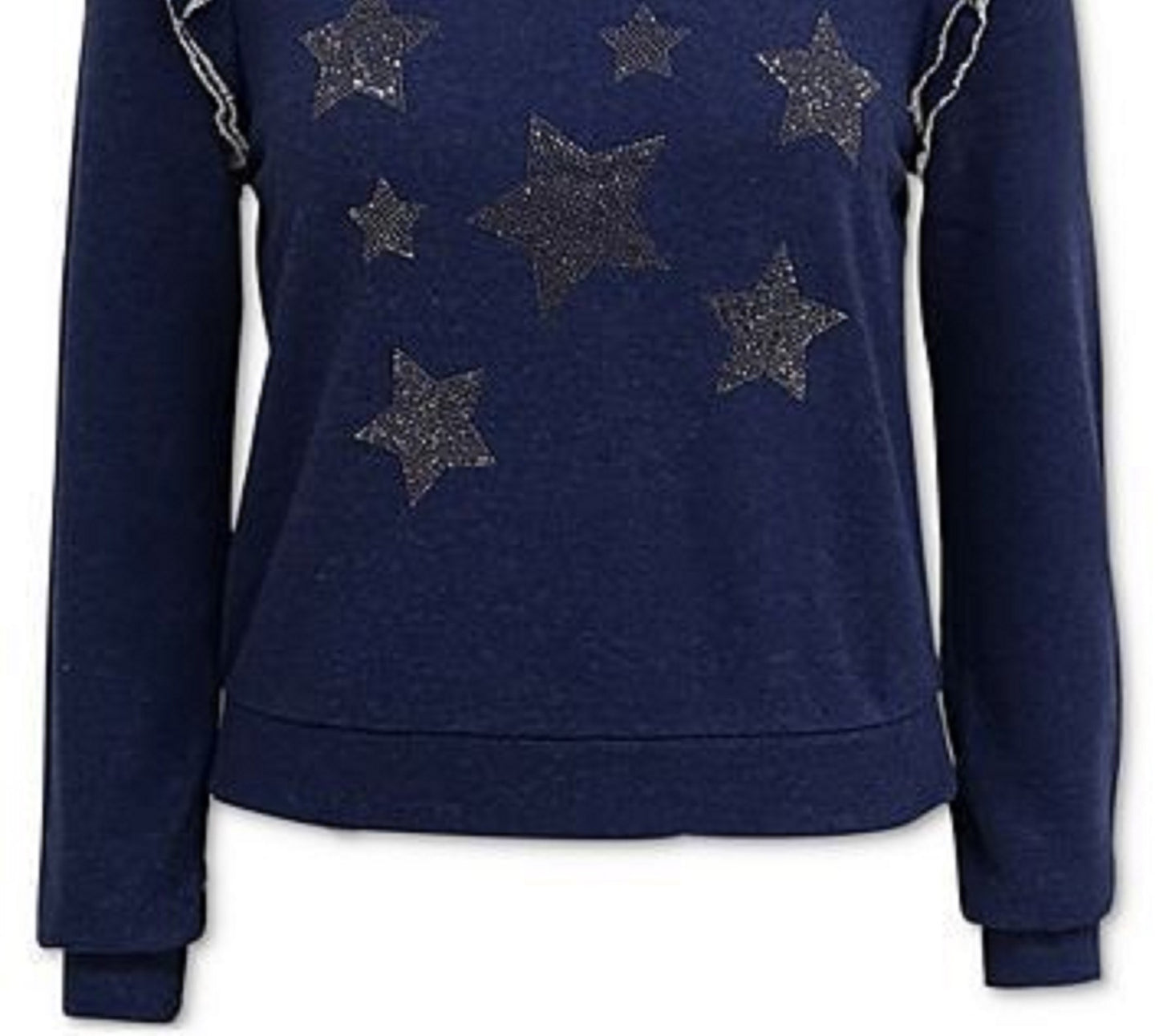 INC International Concepts Women's Ruffled Star Sweatshirt Blue Size Medium