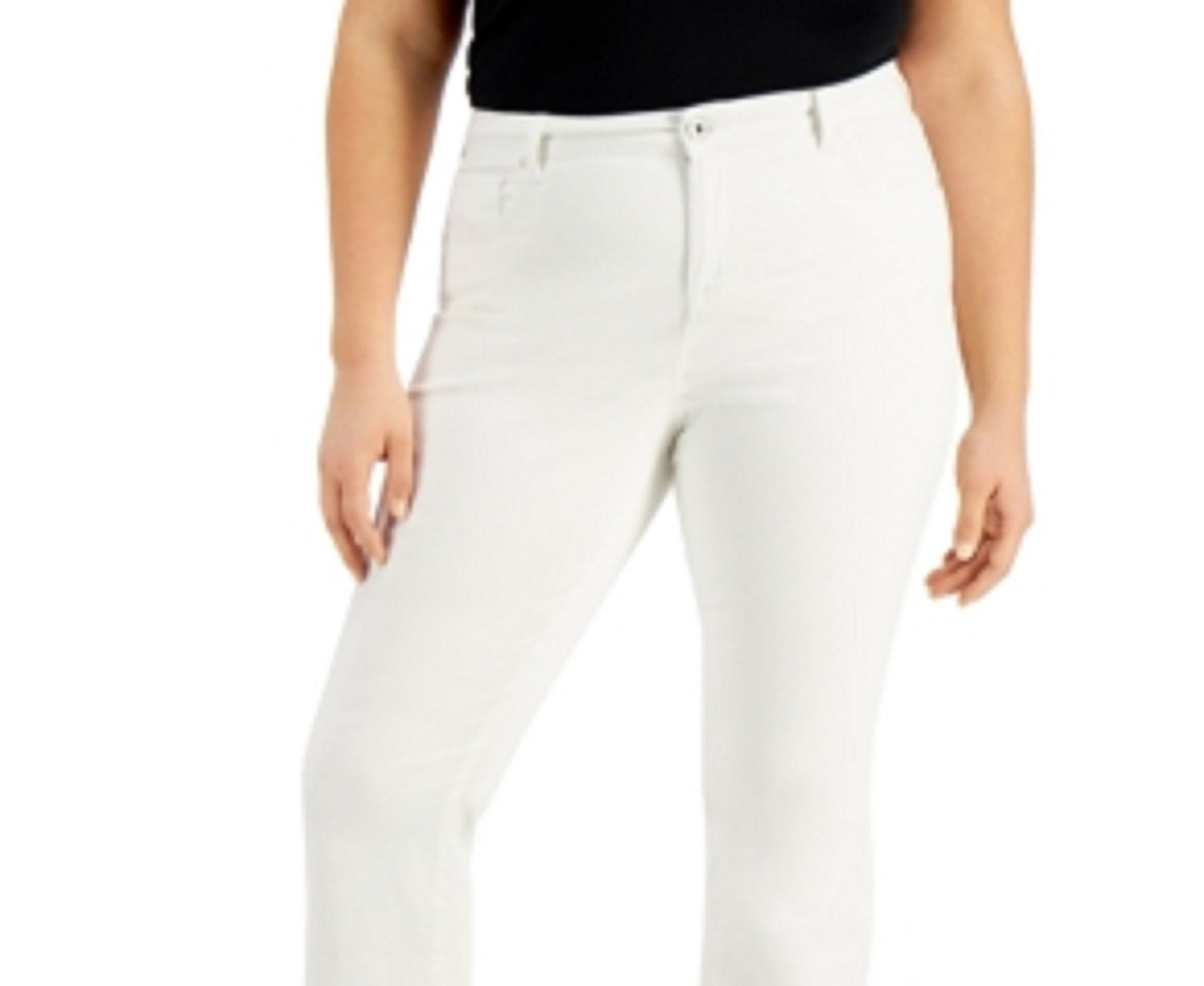 Style & Co Women's Plus Size Destructed Boot-Cut Denim Jeans White Size 14W