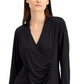 Alfani Women's Wrap-Style Top Gray Size Medium