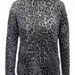 INC International Concepts Women's Animal-Print Funnel-Neck Top Gray Size Small