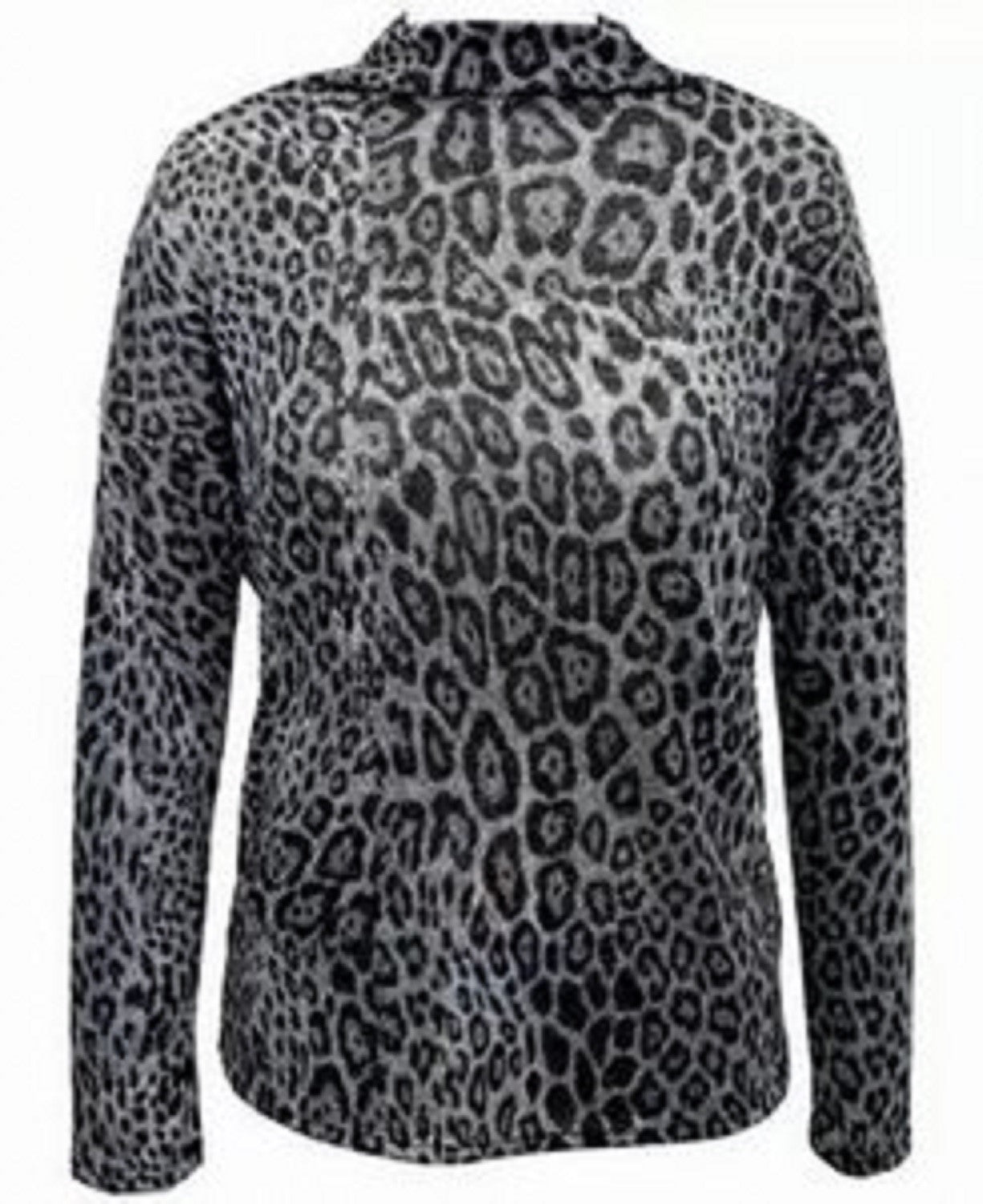 INC International Concepts Women's Animal-Print Funnel-Neck Top Gray Size Small