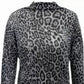 INC International Concepts Women's Animal-Print Funnel-Neck Top Gray Size Small