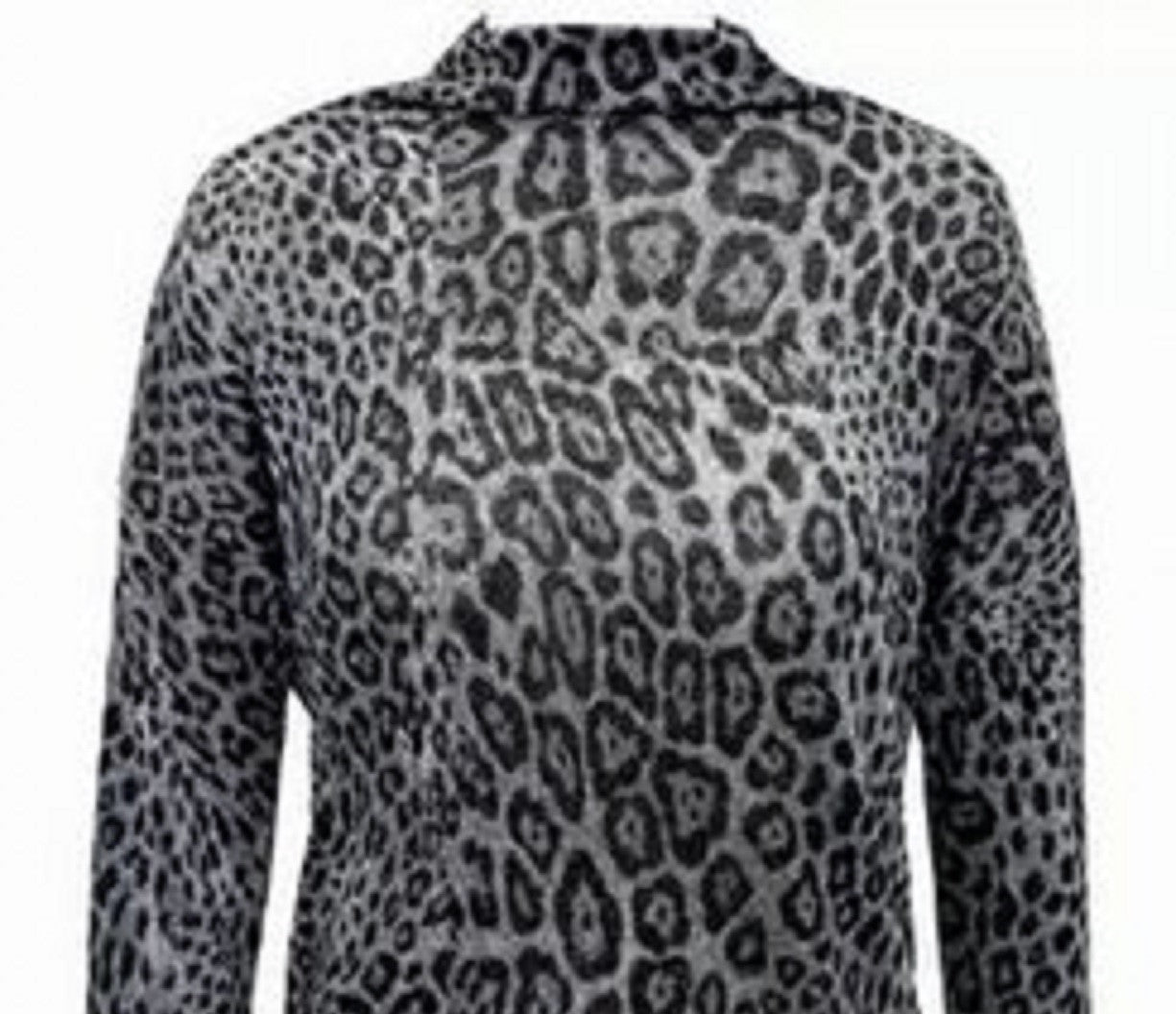 INC International Concepts Women's Animal-Print Funnel-Neck Top Gray Size Small