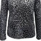 INC International Concepts Women's Animal-Print Funnel-Neck Top Gray Size Small