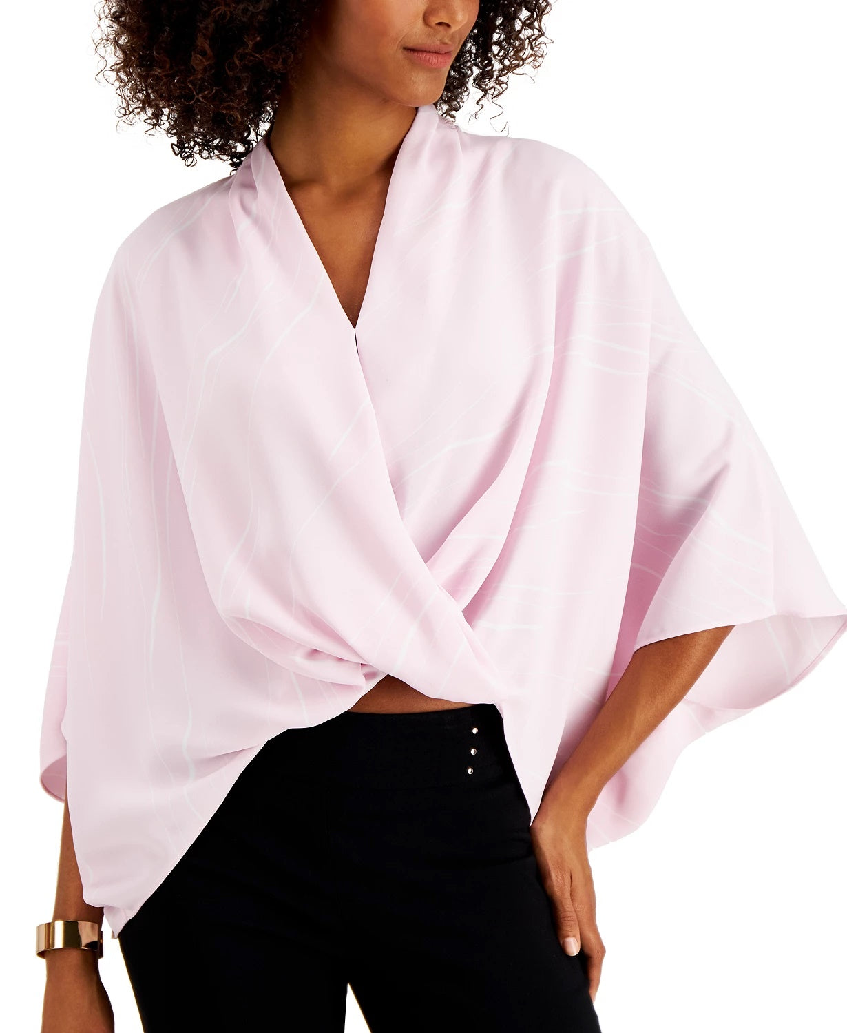 Alfani Women's Wrap-Front Top Purple Size Small