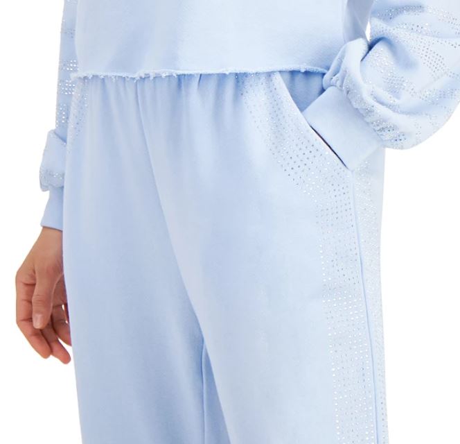 INC International Concepts Women's Zebra Embellished Sleeve Sweatshirt Blue Size Medium