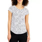 Alfani Women's Printed T-Shirt White Size Small