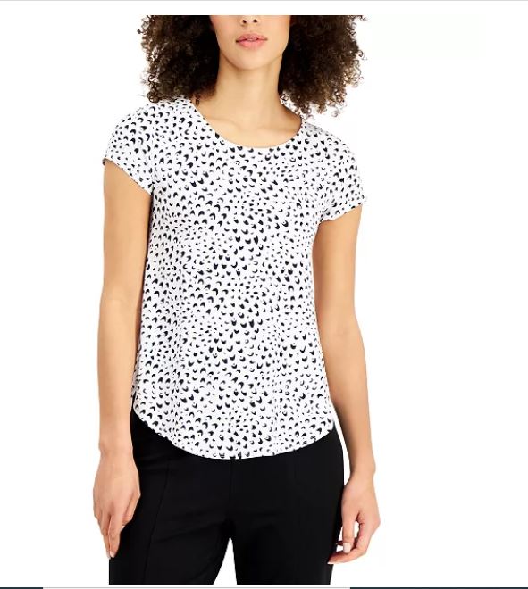 Alfani Women's Printed T-Shirt White Size Small