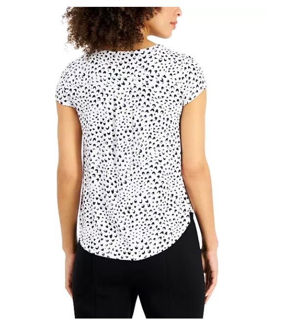 Alfani Women's Printed T-Shirt White Size Small