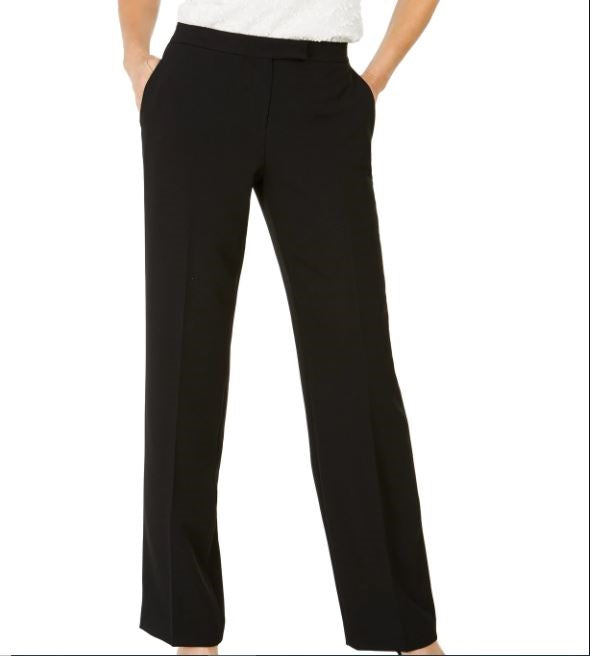 Kasper Women's Tab Waist Modern Dress Pants Black Size 10