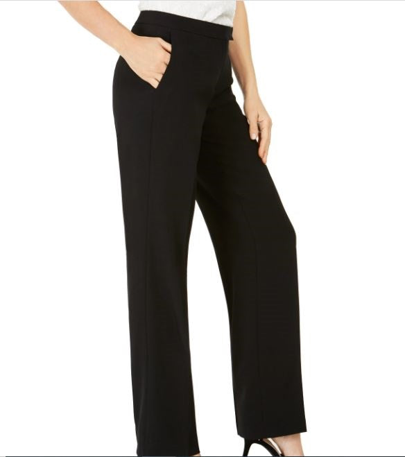 Kasper Women's Tab Waist Modern Dress Pants Black Size 10