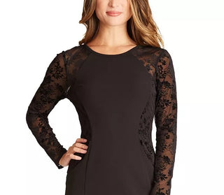 BCX Juniors' Sheer-Sleeve Bodycon Dress Black Size 3