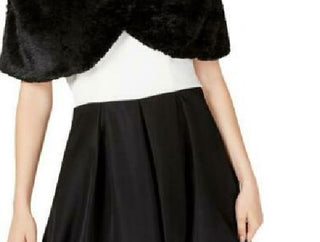 BCX Junior's Faux Fur Brooch Bolero Black Size Small