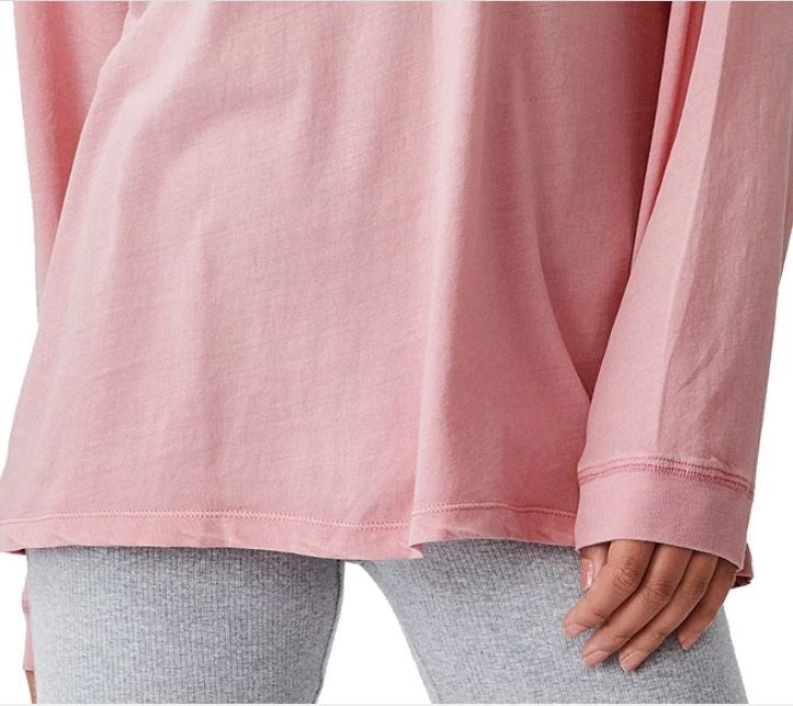 Cotton On Women's Longline Drop Shoulder Long Sleeve Top Pink Size Medium