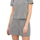 Riley & Rae Women's Val Gingham Top Gray Size Large
