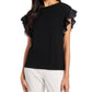 Riley & Rae Women's Polka-Dot Ruffled-Sleeve Top Gray Size X-Small