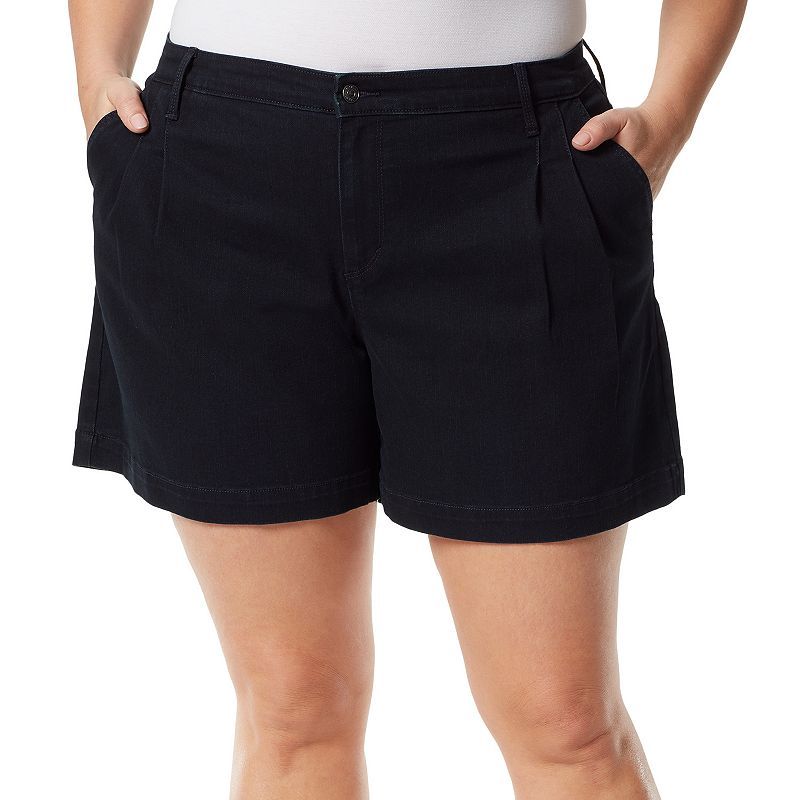 Gloria Vanderbilt Women's Pleated Shorts Black Size 16