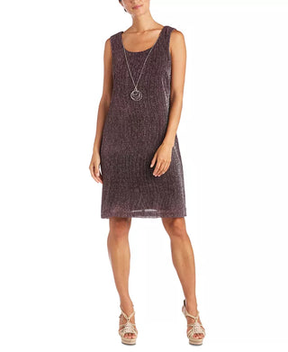 R & M Richards Women's Petite Crinkle-Knit Dress & Jacket Dark Red Size 14 P