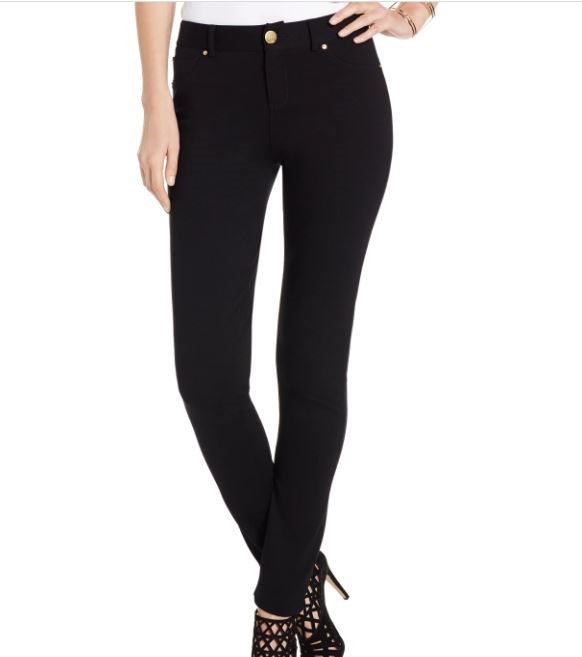 INC International Concepts Women's Curvy Ponte Skinny Pants Black Size 12