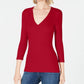 INC International Concepts Women's Ribbed Top Dark Red Size Medium