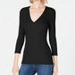 INC International Concepts Women's Ribbed Top Black Size Extra Small