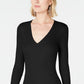 INC International Concepts Women's Ribbed Top Black Size Extra Small