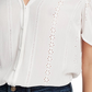 1.STATE Women's Eyelet Puff-Sleeve Crinkle Top White