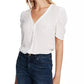 1.STATE Women's Eyelet Puff-Sleeve Crinkle Top White