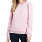 1.STATE Women's Velour Puffed-Shoulder Sweatshirt Pink