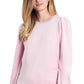 1.STATE Women's Velour Puffed-Shoulder Sweatshirt Pink