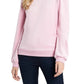 1.STATE Women's Velour Puffed-Shoulder Sweatshirt Pink