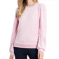 1.STATE Women's Velour Puffed-Shoulder Sweatshirt Pink