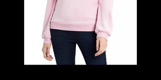 1.STATE Women's Velour Puffed-Shoulder Sweatshirt Pink