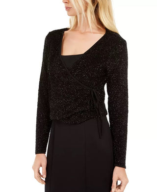 Calvin Klein Women's Glitter Wrap Sweater Black Size X-Large