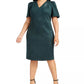 Calvin Klein Women's Plus Size Puff-Sleeve Faux-Suede Dress Blue Size Petite Small