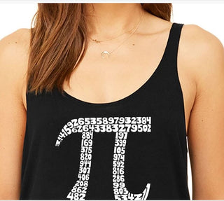 La Pop Art Women's Premium Word Art Flowy Tank Top The First 100 Digits Of Pi Black Size Medium