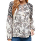 Kingston Grey Juniors' Paisley-Print Split-Neck Top White Size Small