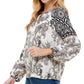 Kingston Grey Juniors' Paisley-Print Split-Neck Top White Size Small