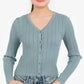 Hippie Rose Junior's Ribbed Cardigan Top Green Size Small