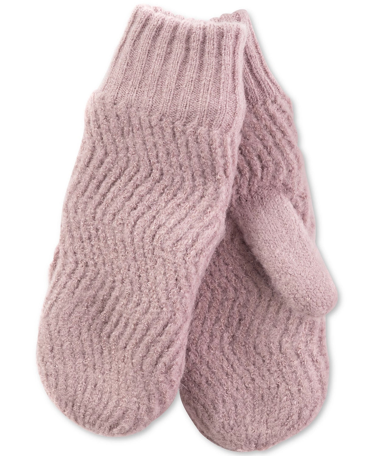 INC International Concepts Women's Chevron-Knit Mittens Dark Pink Size Regular