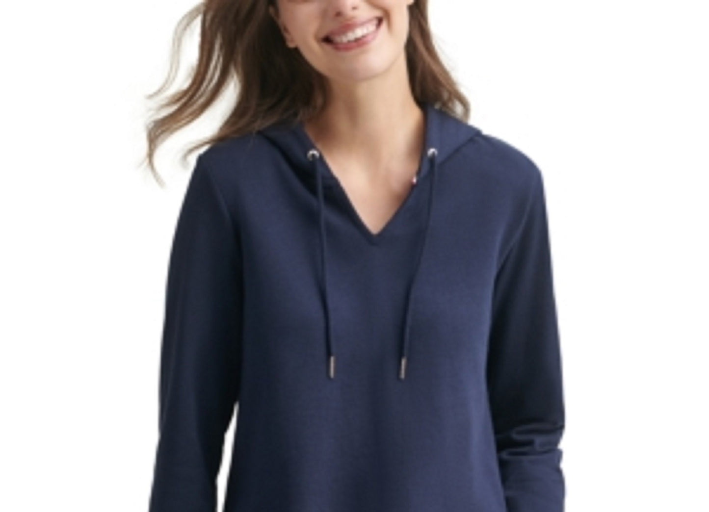 Tommy Hilfiger Women's Layered-Look Hoodie Navy Size XX Large