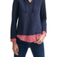 Tommy Hilfiger Women's Layered-Look Hoodie Navy Size XX Large