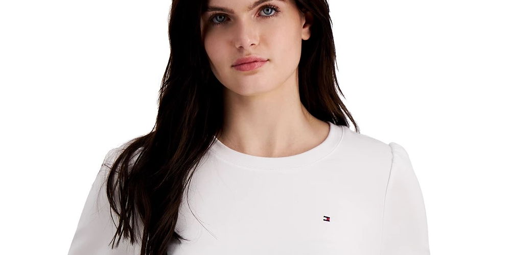 Tommy Hilfiger Women's Long-Sleeve Top White Size Extra Large