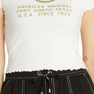 Dickies Junior's Cropped Logo T-Shirt White Size Medium