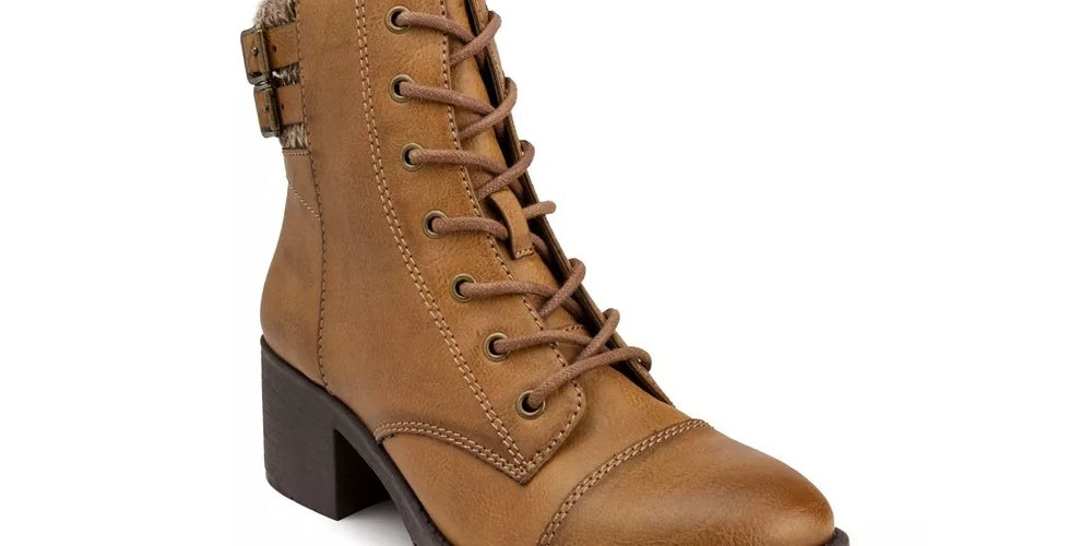 Sugar Women's Kailey Combat Booties Shoes Brown Size 6 M